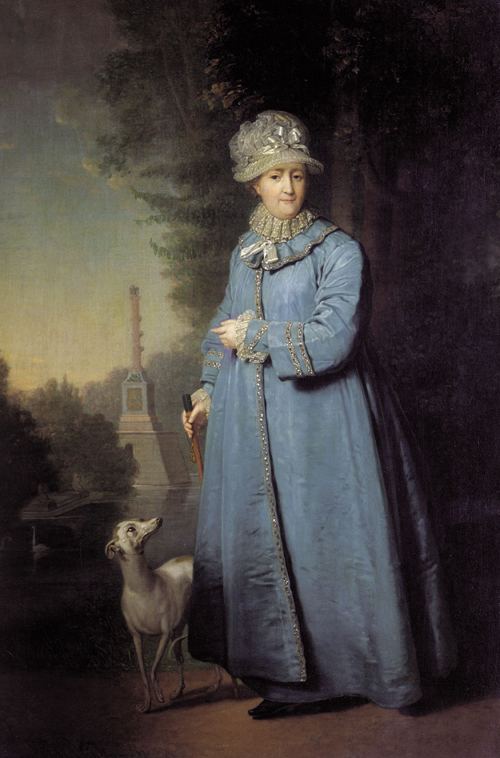 Екатерина II на прогулке в Царскосельском парке. В. Л. Боровиковский. 1794 год.