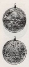 Медаль в память заключения Ништадтского мира 1721 года. В центре композиции лицевой стороны - Ноев ковчег и над ним - летящий голубь с оливковой ветвью в клюве. ГИМ.