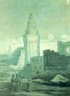 Вид Собакиной башни и здания Приказа после пожара и взрыва 1812 года. Ж. М. Риддер. 1814 год.