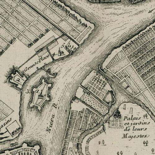 Plan de la Nouvelle Ville de Petersbourg. Париж. 1717 год. Фрагмент.