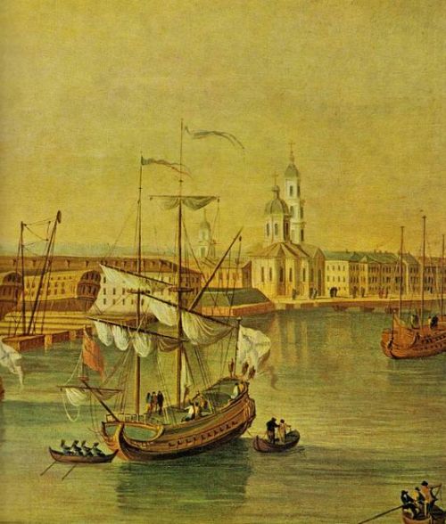 СПб. Вид церкви Исаакия Далматского. Неизвестный художник с рисунка Махаева 1749 г. 1750-е годы.