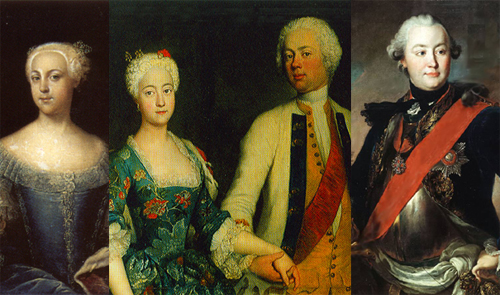 София Августа Фридерика (1729-1796). София Доротея Мария (1719-1765) и Фридрих Вильгельм Бранденбург-Шведтский (1700-1771). Григорий Григорьевич Орлов (1734-1783).