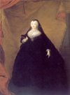 Портрет Елизаветы Петровны в черном маскарадном домино с маской в руках. Г.-Х. Гроот.